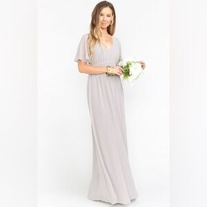 NWT Show Me Your Mumu Emily Empire Maxi Dress Dove Gray XXS Bridesmaid Formal